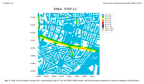 mappa di concentrazione di NO2 nella città di Anversa