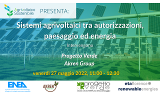 Locandina del 7 webinar Sistemi agrivoltaici tra autorizzazioni, paesaggio ed energia